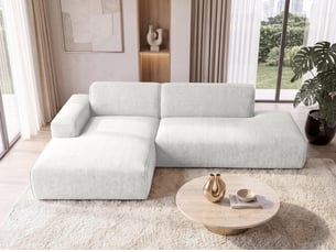 Canapé d'angle gauche fixe <strong>AX LIVING </strong> <strong>Didim Duo</strong> 5 places Tissu blanc