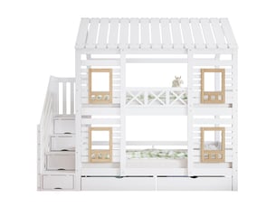 Lit mezzanine 90x200 cm <strong>NAHILIMI</strong> <strong></strong> coloris blanc