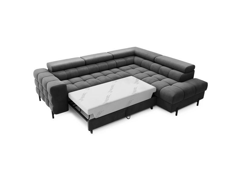  Canapé d'angle droit convertible gris foncé 5 places ferrum assise confort 276x93x200cm  - Conforama B