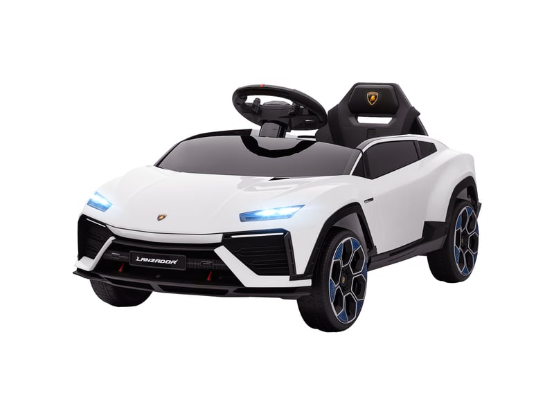  Voiture électrique enfant véhicule électrique lamborghini 12v télécommande 2,4g et 2 moteurs vitesse max. 4 kmh blanc  - Conforama B