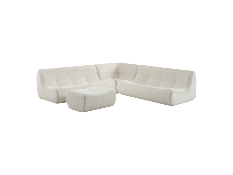  Canapé d'angle modulable 7 places avec repose pied velours côtelé crème - sokol  - Conforama A