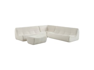 Canapé d'angle compressé réversible fixe   7 places Velours Crème