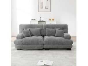 Canapé droit compressé fixe <strong>HAVRYA</strong> <strong></strong> 2 places Tissu gris