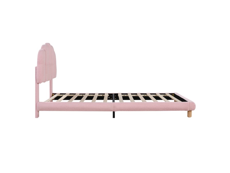  Lit simple enfant et ado rembourré rose 90x200 cm avec sommier à lattes en bois  - Conforama E