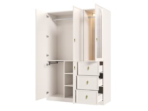 Armoire de chambre 5 portes avec led et 3 tiroirs 135x48x200 cm blanc