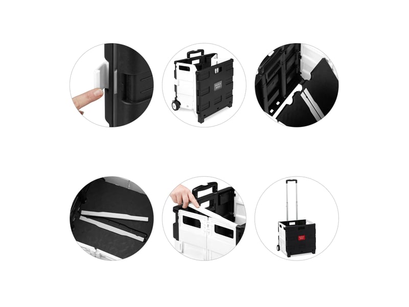  Chariot de transport pliable à roulettes dimensions 35 kg stabilité praticité style moderne en plastique noir 13_0009952  - Conforama D