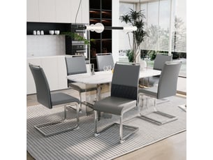 Lot de 6 chaises de salle à manger,42x45x95 cm,pu et lin,gris