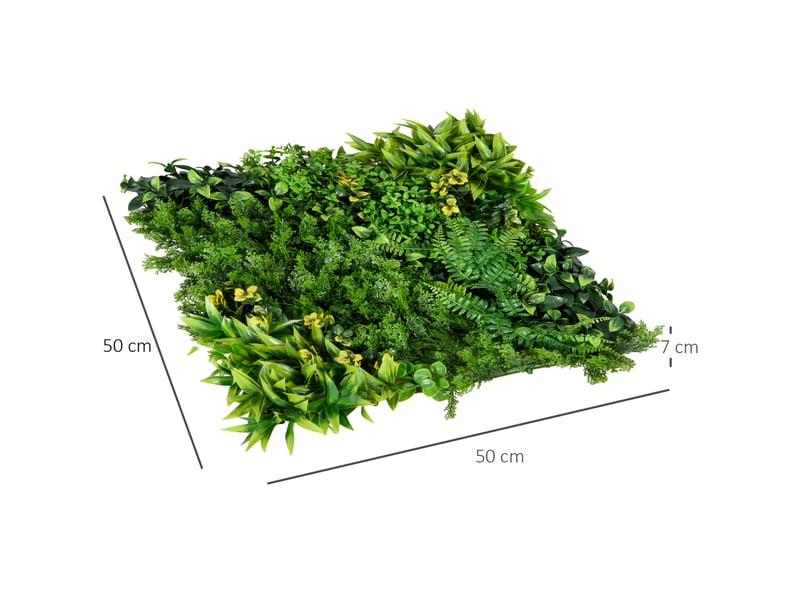 Mur végétal artificiel 12 pièces protection uv anti-vue 50x50 cm design plus feuilles pour jardin balcon terrasse - Conforama D