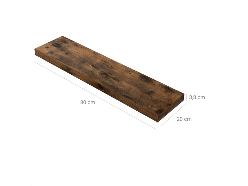 Étagère murale tablette murale étagère flottante étagère de rangement 80 x 20 x 38 cm mdf marron 12_0005785  - Conforama B