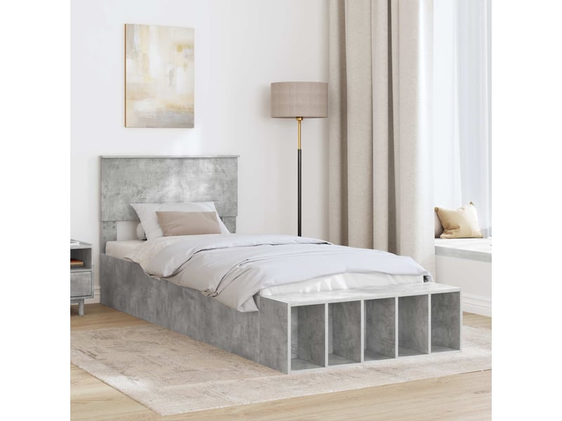  Lit simple- lit adulte -  cadre de lit gris béton 70 x 190 cm bois d'ingénierie  - Conforama B