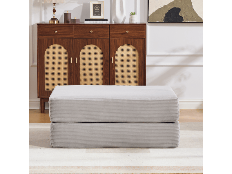  Pouf convertible en velours côtelé, fauteuil pliable modulable, assise mousse confortable  - Conforama B