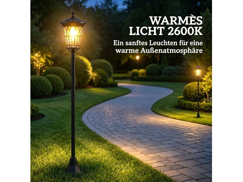  Lot de 2 lampadaires solaires de jardin 23,5x23,5x186 cm réglables en hauteur métal noir  - Conforama E
