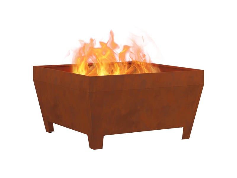 Brasero exterieur, foyer rouillé 80x80x43 cm acier patiné - Conforama C
