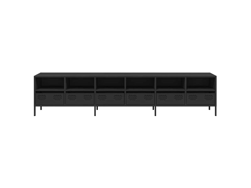  Meuble tv - banc tv - meuble de rangement noir 202x39x43,5 cm acier laminé à froid  - Conforama E