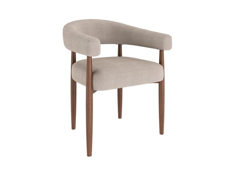  Lot de 2 chaises de salle à manger avec accoudoirs 60x59x75 cm en chenille taupe  - Conforama E
