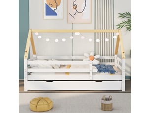 Lit cabane 90x200 cm WISHDOR coloris blanc