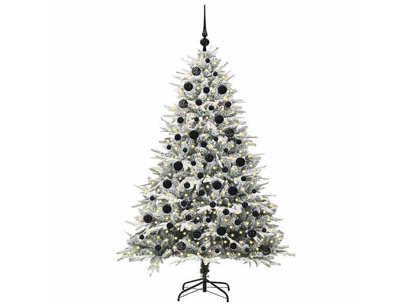  Sapin de noël - arbre de noël artificiel pré-éclairé avec ensemble de boules  - Conforama C