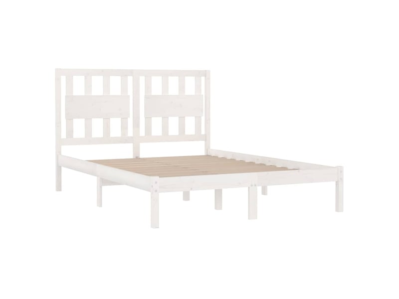 Lit double- lit adulte - cadre de lit sans matelas blanc bois massif 200x200 cm - Conforama C