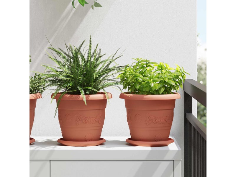 Jardinière - pots de plantes 6 pcs rouge brique ø 22 x 18 cm plastique - Conforama B