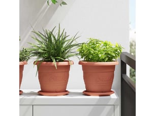 Jardinière - pots de plantes 6 pcs rouge brique ø 22 x 18 cm plastique