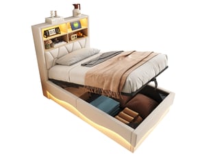 Lit simple 90x200 cm PHOEBE CAT   coloris beige
