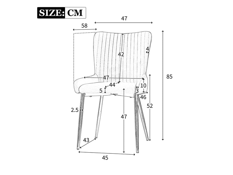  Lot de 4 chaises de salle à manger en velours beige et doré  - Conforama E