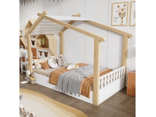 Lit cabane 90x200 cm <strong>MODENUIT </strong>  <strong></strong> coloris blanc
