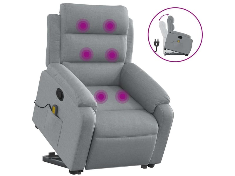  Fauteuil de massage inclinable, fauteuil relax gris clair tissu shl22430  - Conforama A