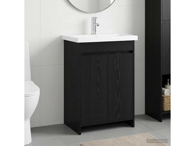  Ensemble de mobilier de salle de bain chêne noir shl2007  - Conforama B