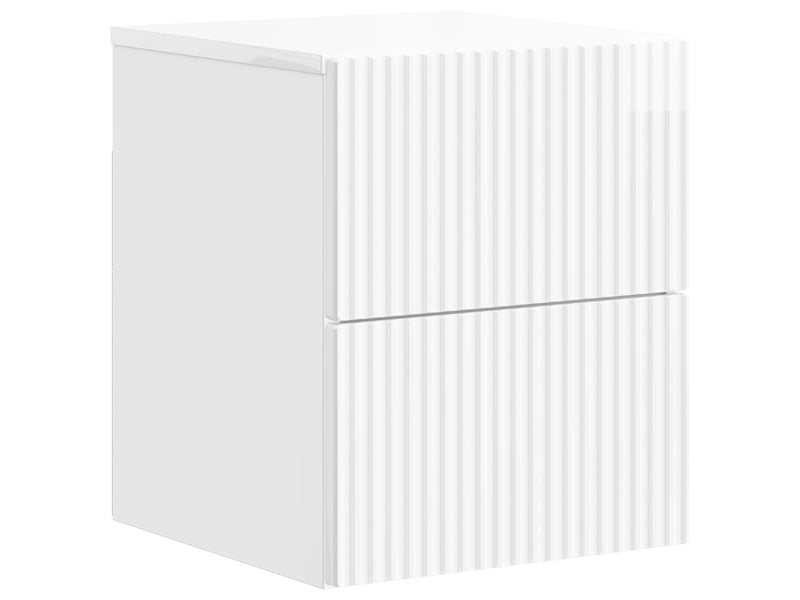  Table de chevet - cabinet de chevet - table de nuit mural blanc brillant 33 x 34,5 x 40 cm  - Conforama A
