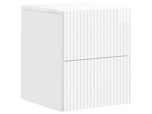 Table de chevet - cabinet de chevet - table de nuit mural blanc brillant 33 x 34,5 x 40 cm