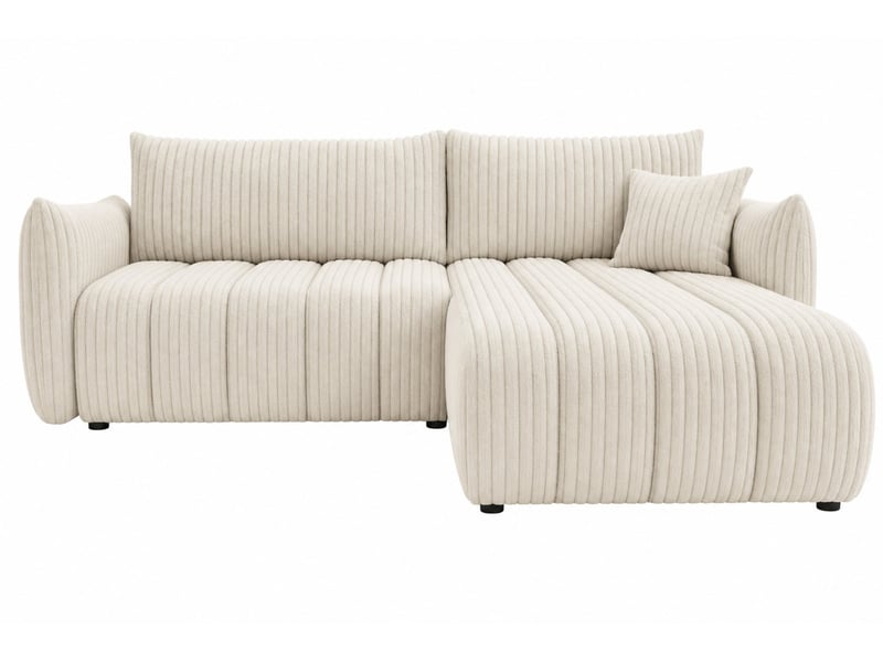  Moorea - canapé d'angle convertible gros velours côtelé 4 places beige  - Conforama A