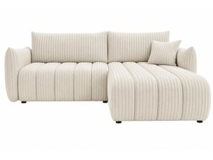Canapé d'angle réversible convertible CASANOVA 4 places Velours côtelé beige avec coffre de rangement