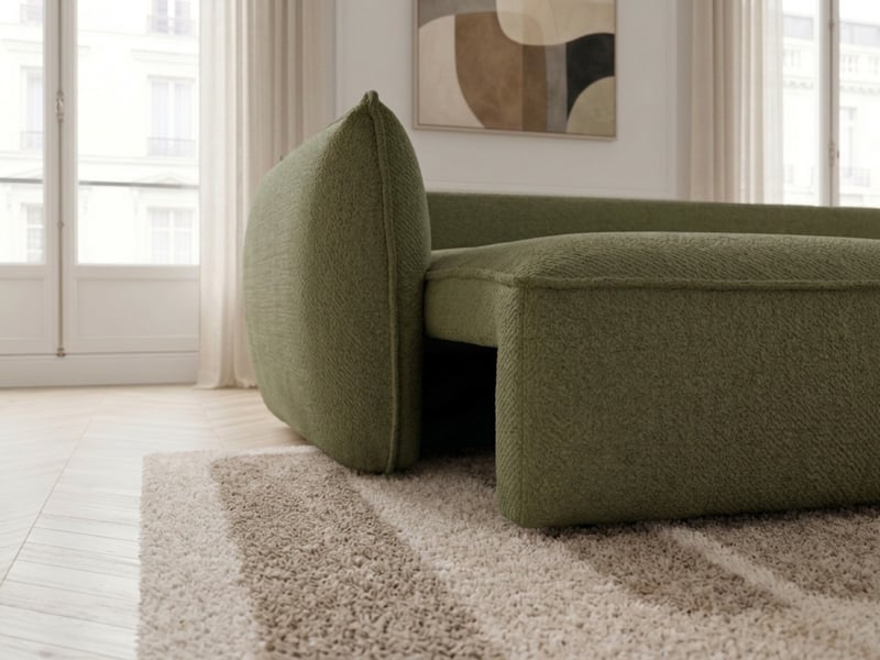 Bobochic canapé droit convertible 3 places esmee tissu chenille vert ESMEE - Conforama D