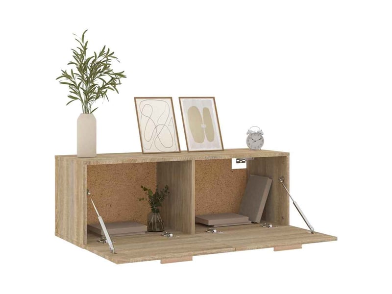  Armoire murale salon chêne sonoma 100x36,5x35cm bois d'ingénierie shl5141  - Conforama D