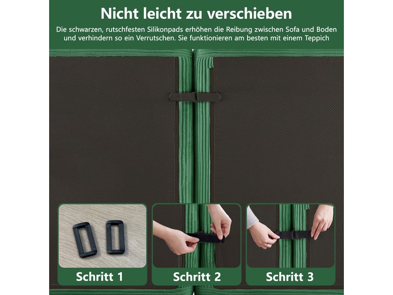 Canapé d’angle modulable 4 places velours côtelé vert – 386 x 177 x 69 cm Fay Lum - Conforama R