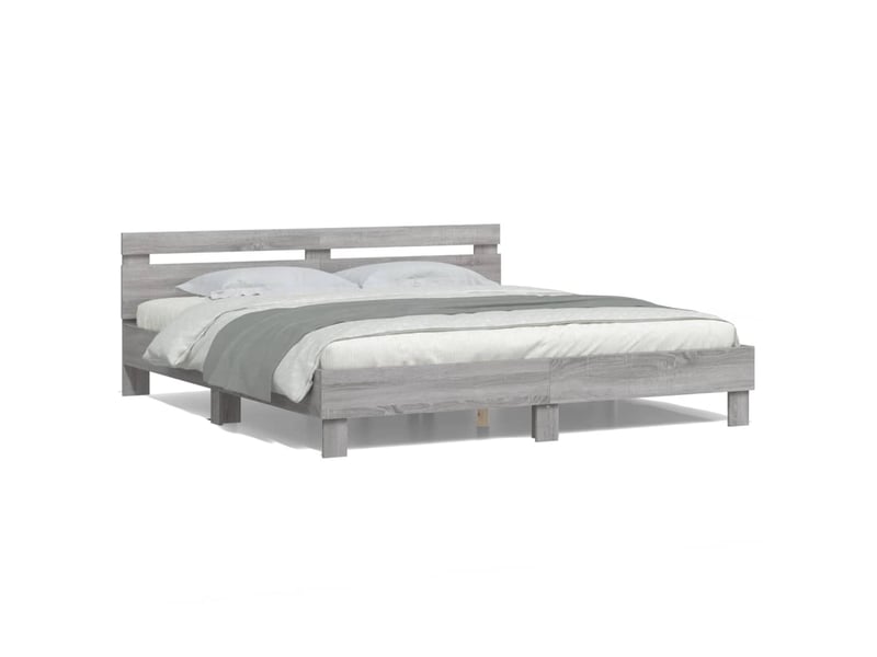 Lit double- lit adulte - cadre de lit avec led sans matelas sonoma gris 200x200 cm - Conforama D