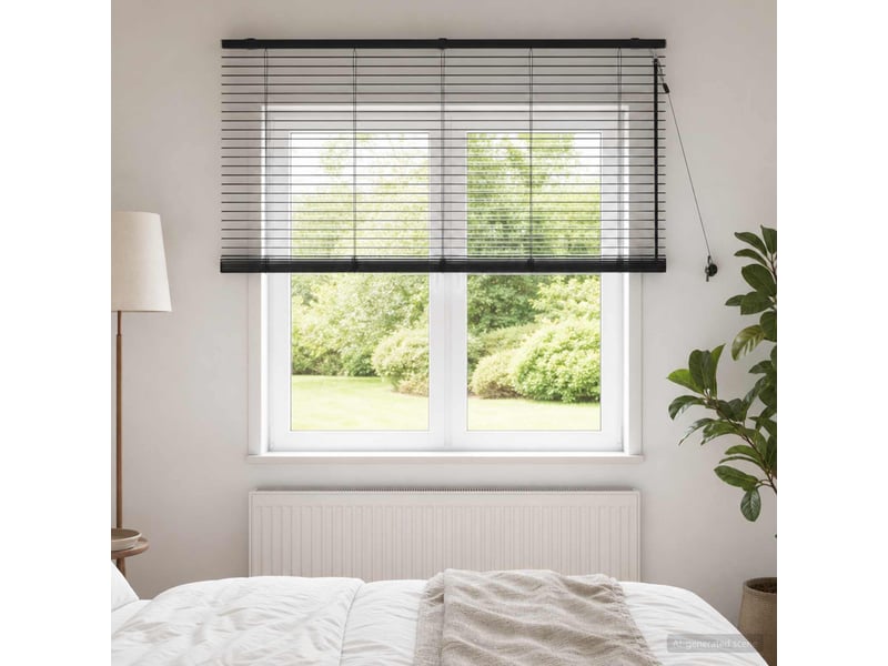  Store vénitien, store de fenêtre noir 130 x 130 cm 35 mm bois de paulownia massif cf48068  - Conforama B
