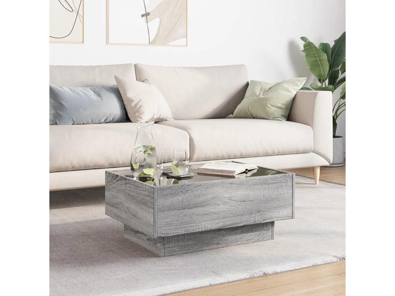 Table basse - table de salon - table à thé avec led sonoma gris 70x50x30 cm bois d'ingénierie - Conforama D