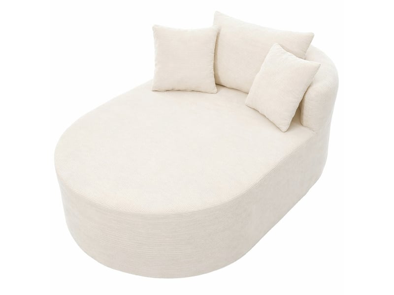  Fauteuil relax ovale compressé en velours côtelé, sans montage, assise profonde, beige clair  - Conforama A