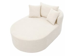 Fauteuil relax ovale compressé en velours côtelé, sans montage, assise profonde, beige clair