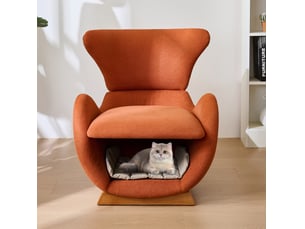 Fauteuil lounge design rouge brique avec niche intégrée