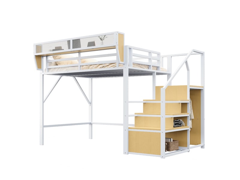  Lit mezzanine 140x200cm coloris blanc lit enfant blanc - Conforama A
