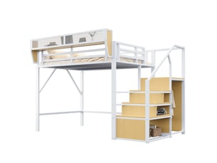 Lit mezzanine 140x200 cm <strong>MERAX</strong>  <strong>lit enfant blanc</strong> coloris blanc