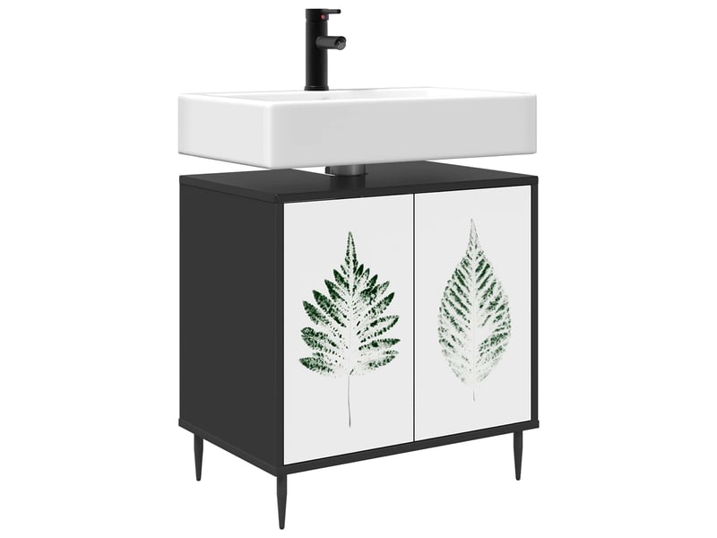  Armoire de salle de bain, meuble de rangement hanau chêne noir 60x40x61 cm  - Conforama D