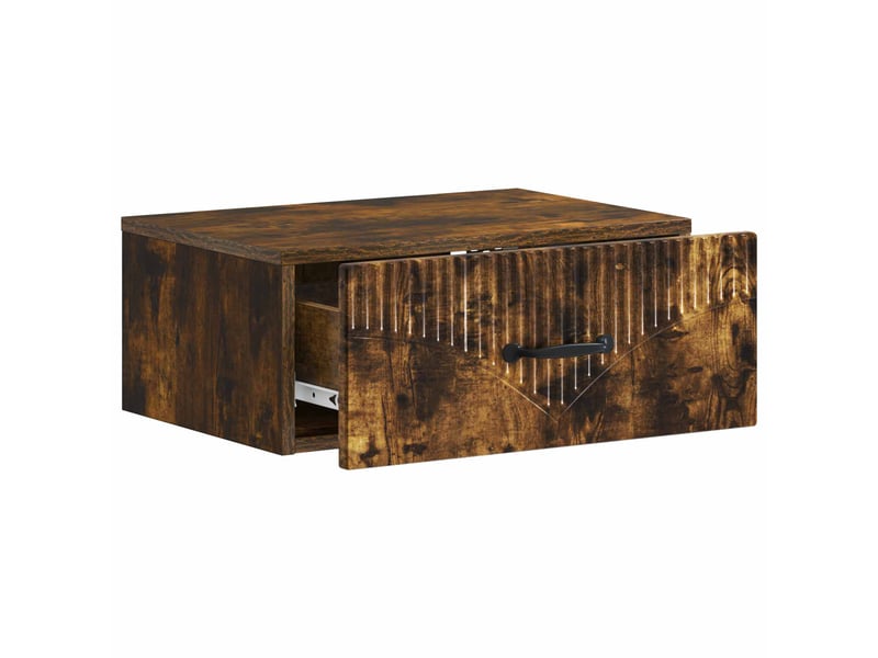  Table de chevet - cabinet de chevet - table de nuit mural chêne fumé 49 x 34,5 x 20 cm  - Conforama C