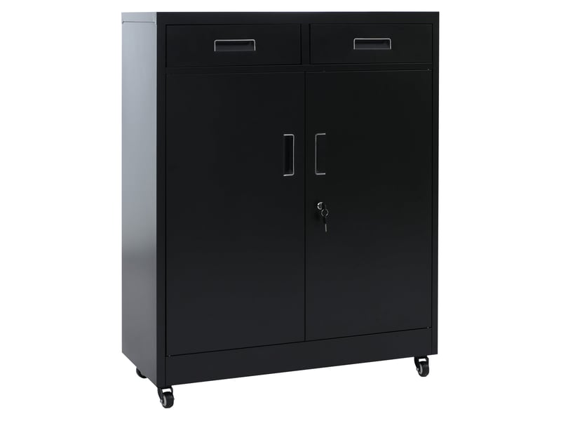  Armoire de rangement en métal avec roulettes pratiques pour bureau 116 x 90 x 40 cm en acier noir 04_0008879  - Conforama C