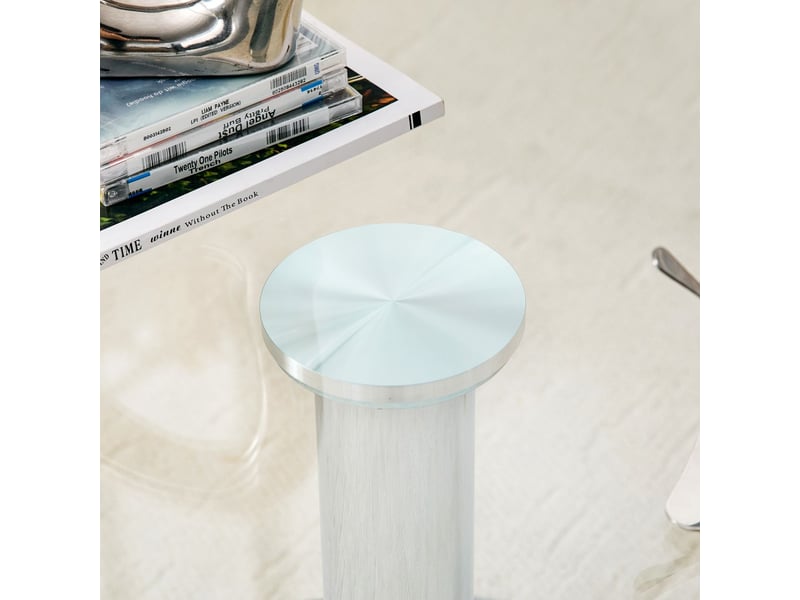  Table basse 70 cm plateau en verre trempé table de salon forme ronde piètement métal stable style moderne coloris or noir argent  - Conforama D