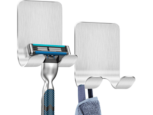 Support de douche 2 pièces, crochets autocollants, porte-serviettes pour salle de bain et cuisine, argenté