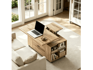 Table basse rectangulaire coloris bois clair <strong>TCQPZ</strong> <strong></strong> - 50.5 cmx100 cm